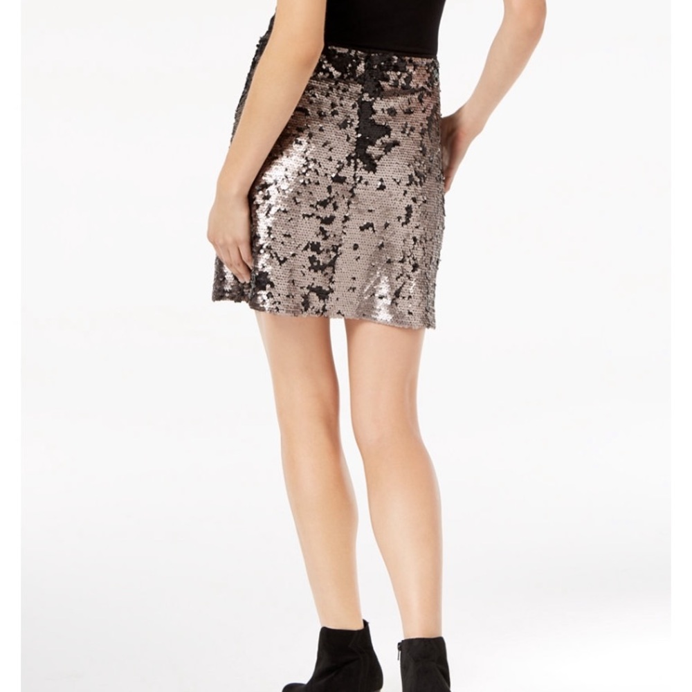 NWT 1.State X Nordstrom Matte Sequin Mini Skirt Gold - Picture 3 of 5